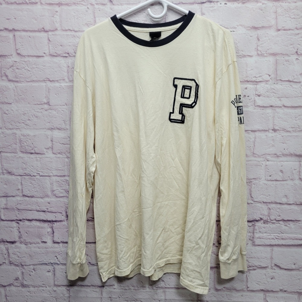 Ralph Lauren Polo Jeans Co Long Sleeve Tshirt Sz L Letter P Arm Spellout Vintage